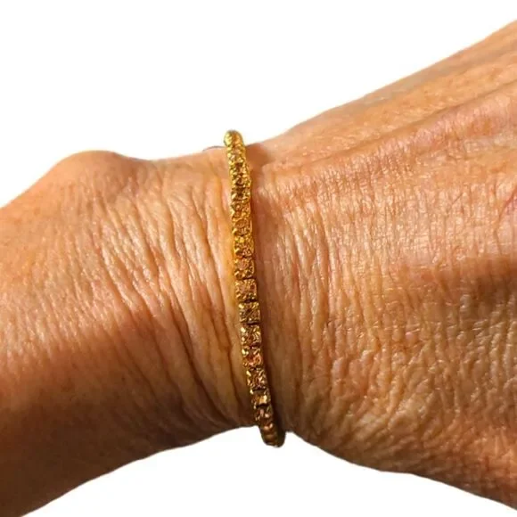 PARIS!‎ Tennis Bracelet Soft Blush and Goldtone Stretch 8" - Picture 5 of 8